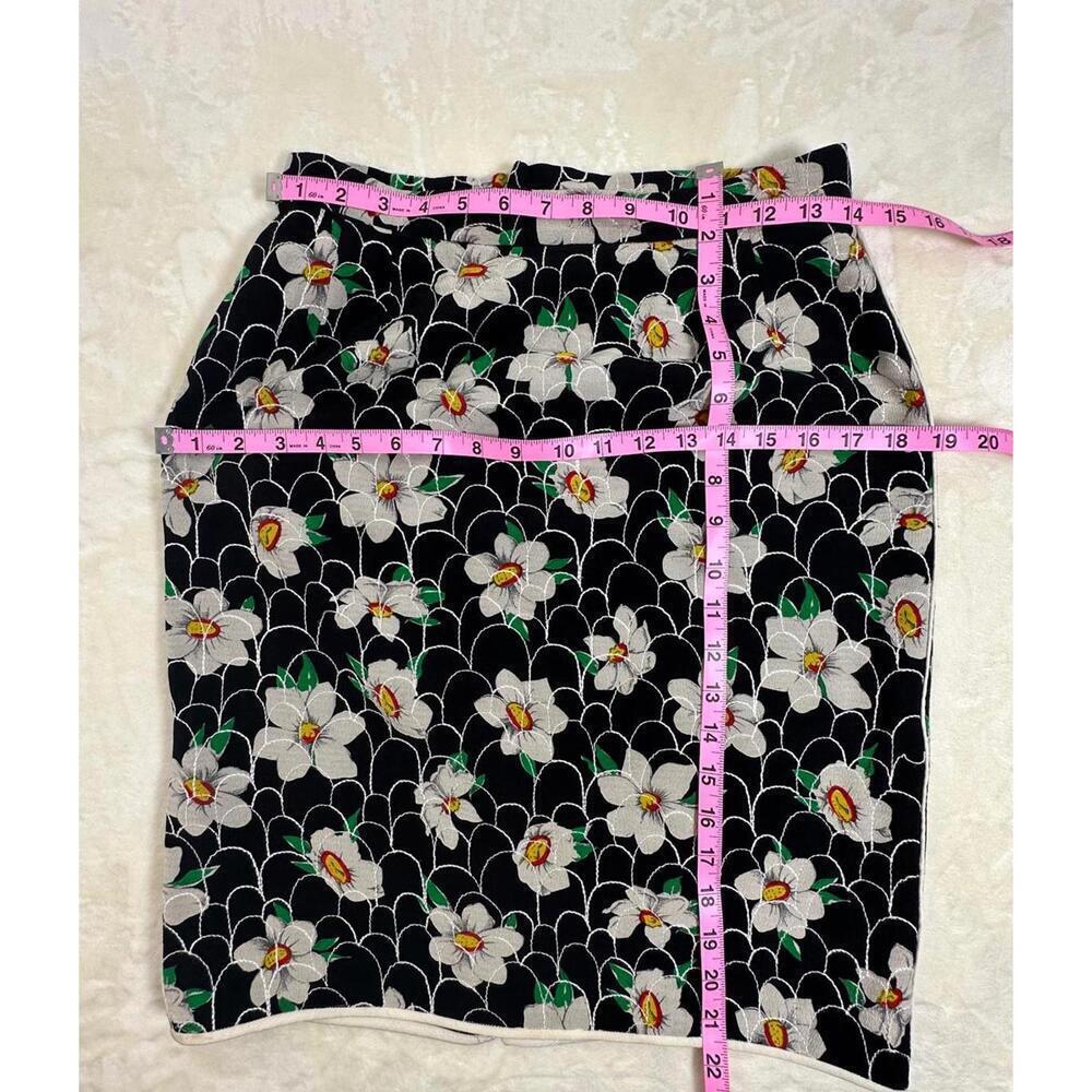 Emanuel Ungaro Parallele 8 Floral Skirt Suit Set Black White Vintage Italy - Picture 9 of 10